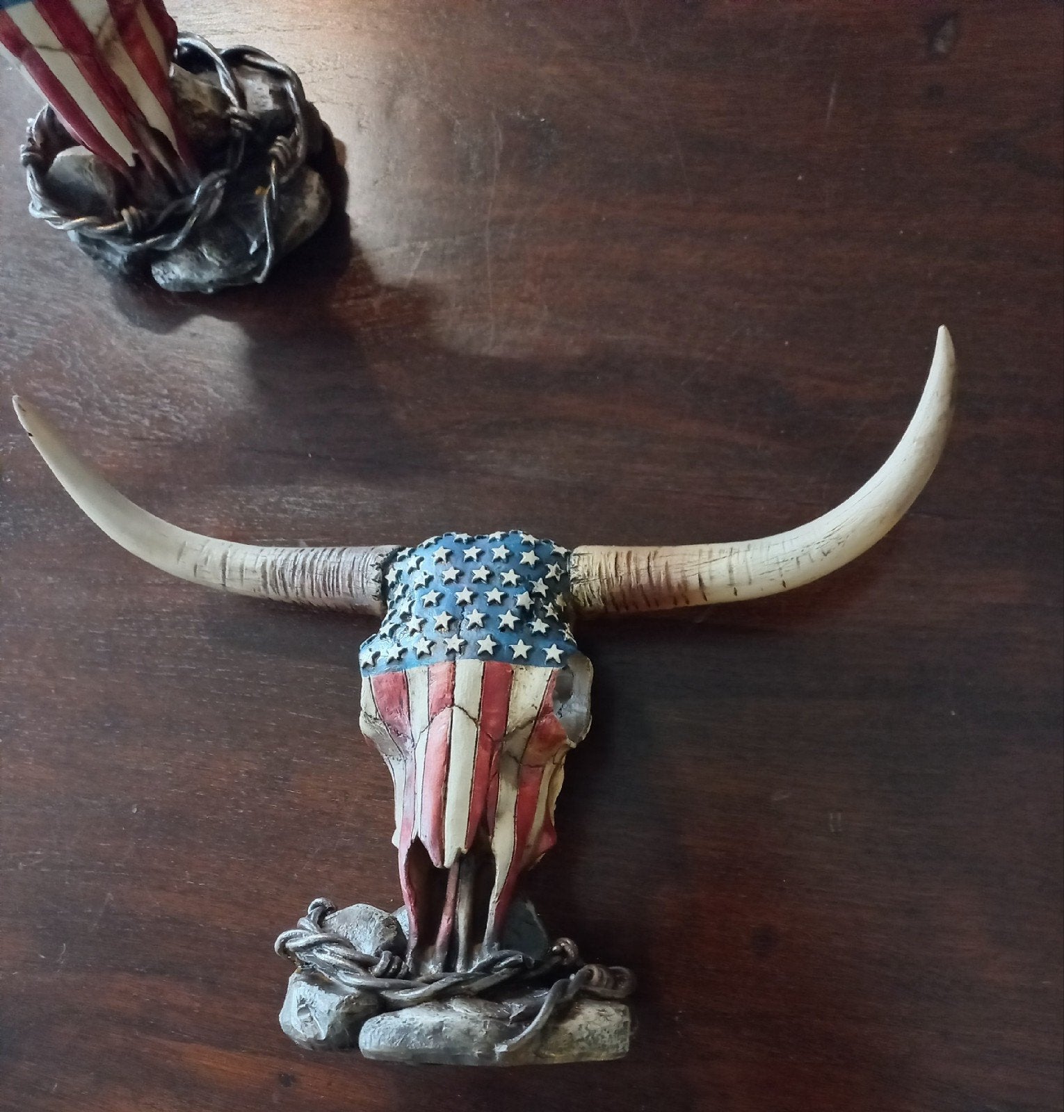 Set van 2 Amerikaanse Stierenschedel Decoraties, Meerkleurig, Kunststof, Ophalen of Verzenden, Zo goed als nieuw
