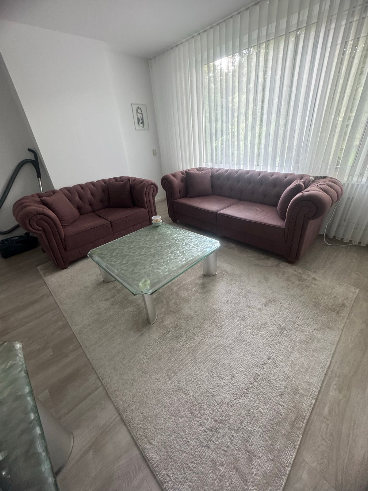 Set van 2 Chesterfield banken - 2-zits en 3-zits, Huis en Inrichting, Banken | Bankstellen, Ophalen, Gebruikt, Driepersoons, 75 tot 100 cm