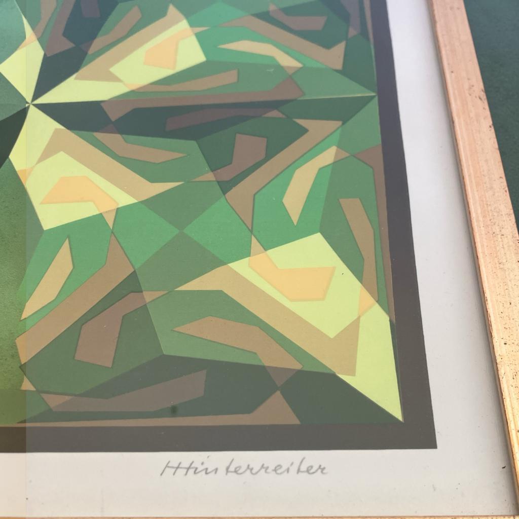 Hans Hinterreiter kleuren zeefdruk, 33x33 cm, gesigneerd, Antiek en Kunst, Ophalen