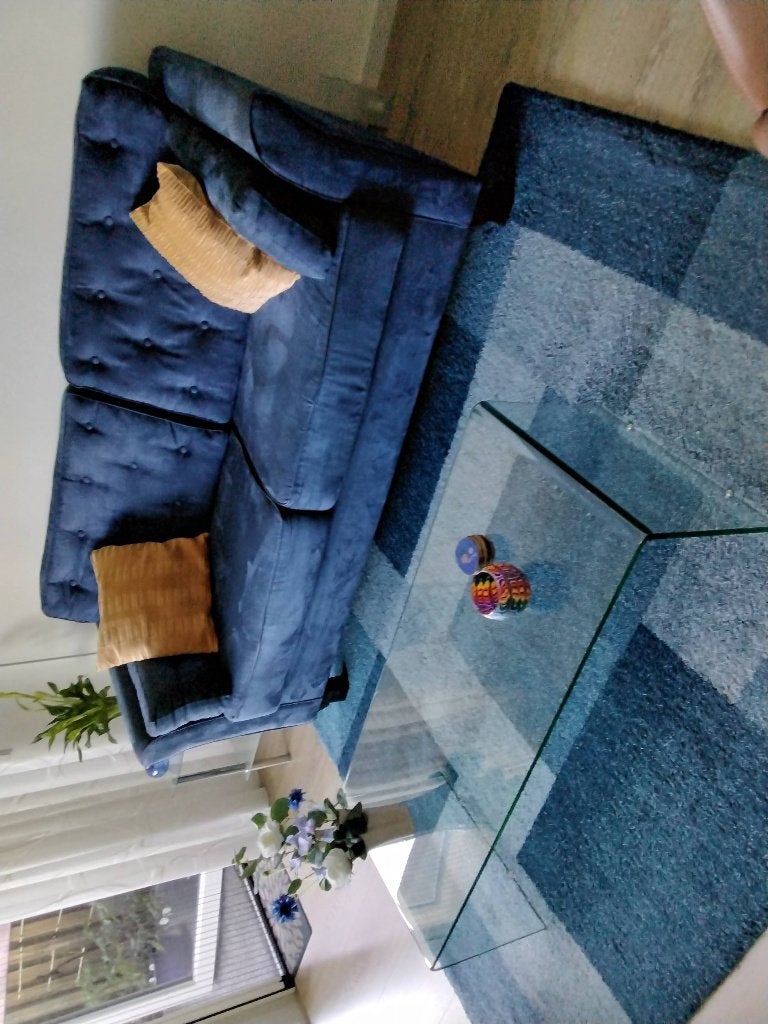 Leuke blauwe bank, Ophalen, Gebruikt, 150 tot 200 cm, Tweepersoons