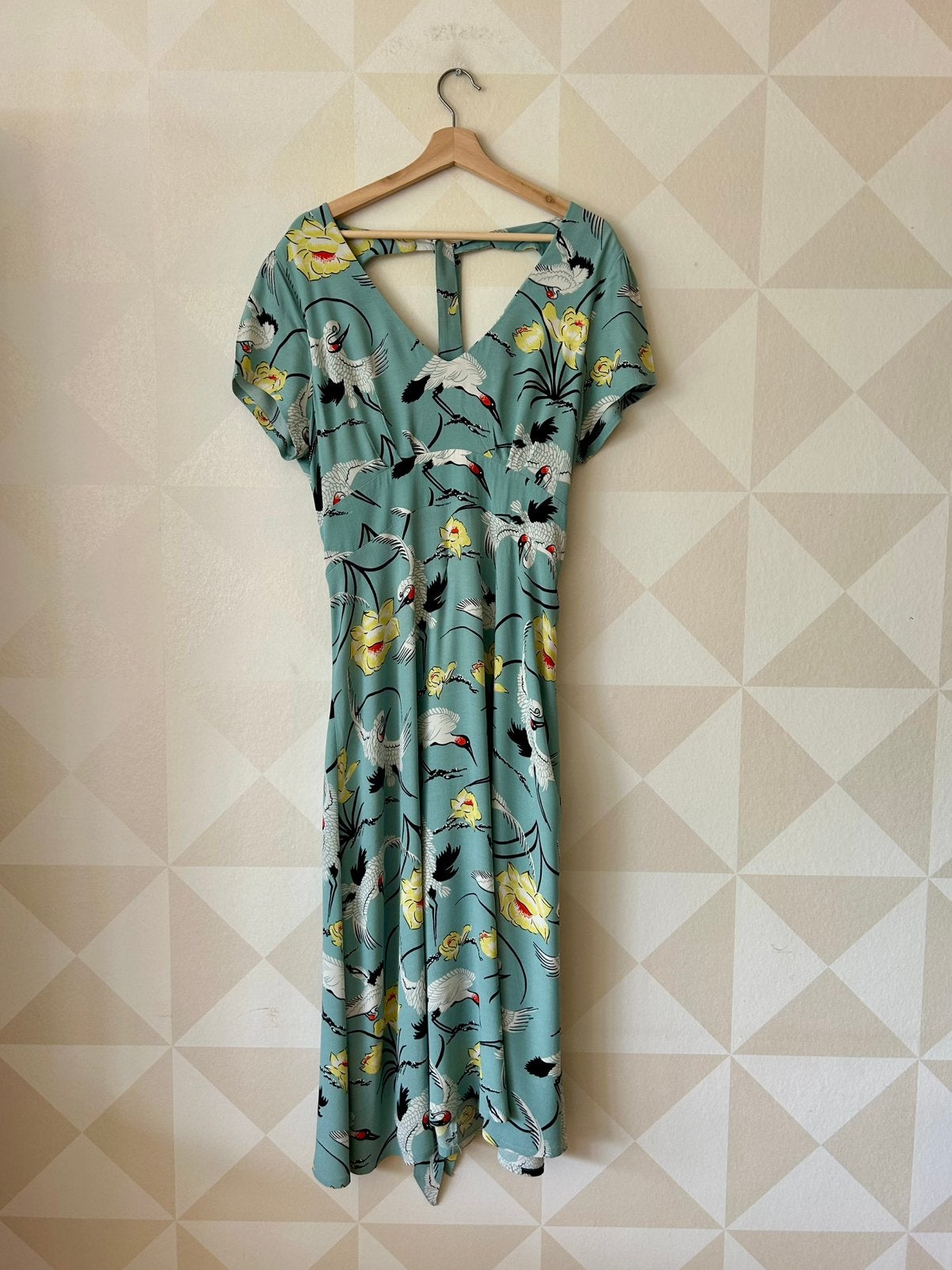 King Louie Shiloh Dress jurk blauw vogel bloem XXL/44 zgan, Blauw, Maat 46/48 (XL) of groter, Ophalen of Verzenden, Zo goed als nieuw