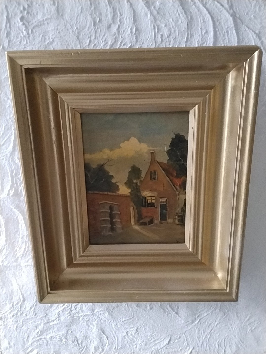 Oud Hollands tafereel schilderij in gouden lijst, Antiek en Kunst, Kunst | Schilderijen | Klassiek, Ophalen of Verzenden
