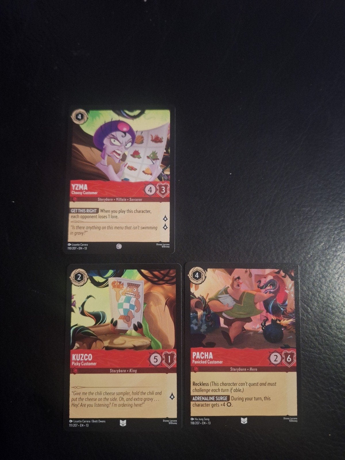 3 Lorcana Keizer Kuzco kaarten, Ophalen of Verzenden, Zo goed als nieuw