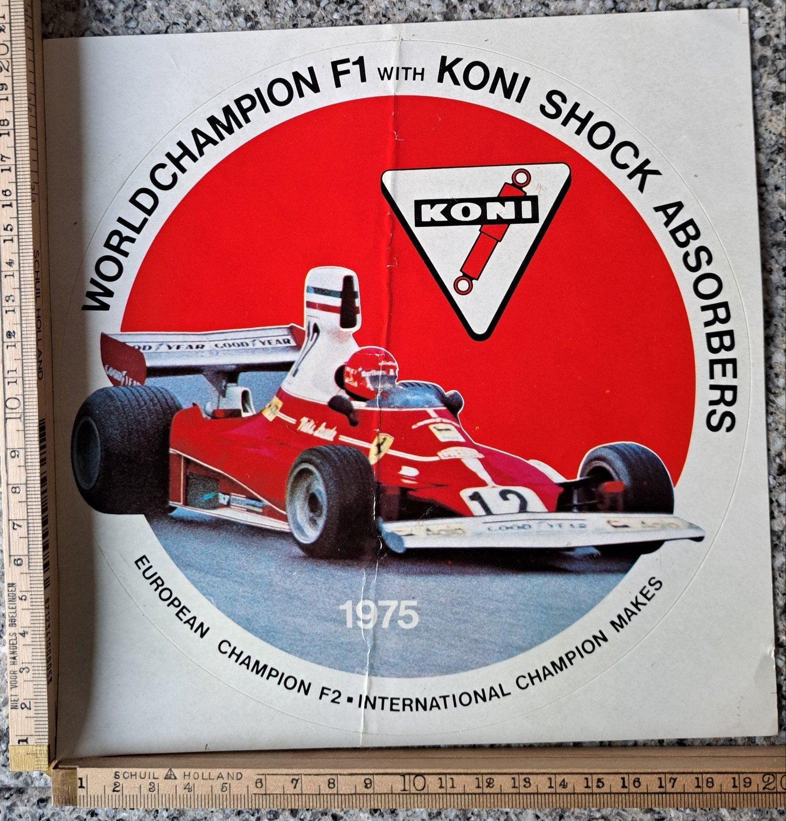Grote vintage sticker Koni schokbrekers Worldchampion, Ophalen of Verzenden, Zo goed als nieuw