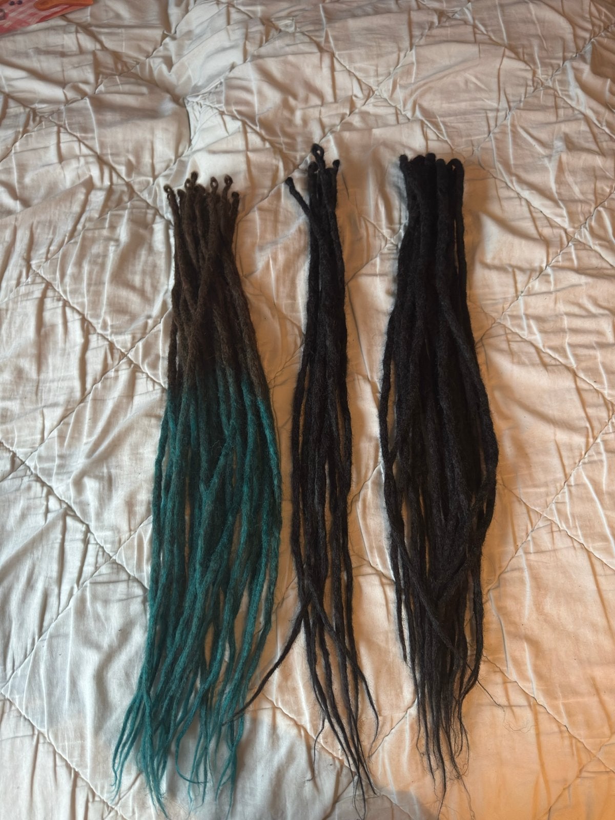 Synthetische dreadlocks  zwart & bruin blauw, Ophalen of Verzenden, Gebruikt, Pruik of Haarverlenging