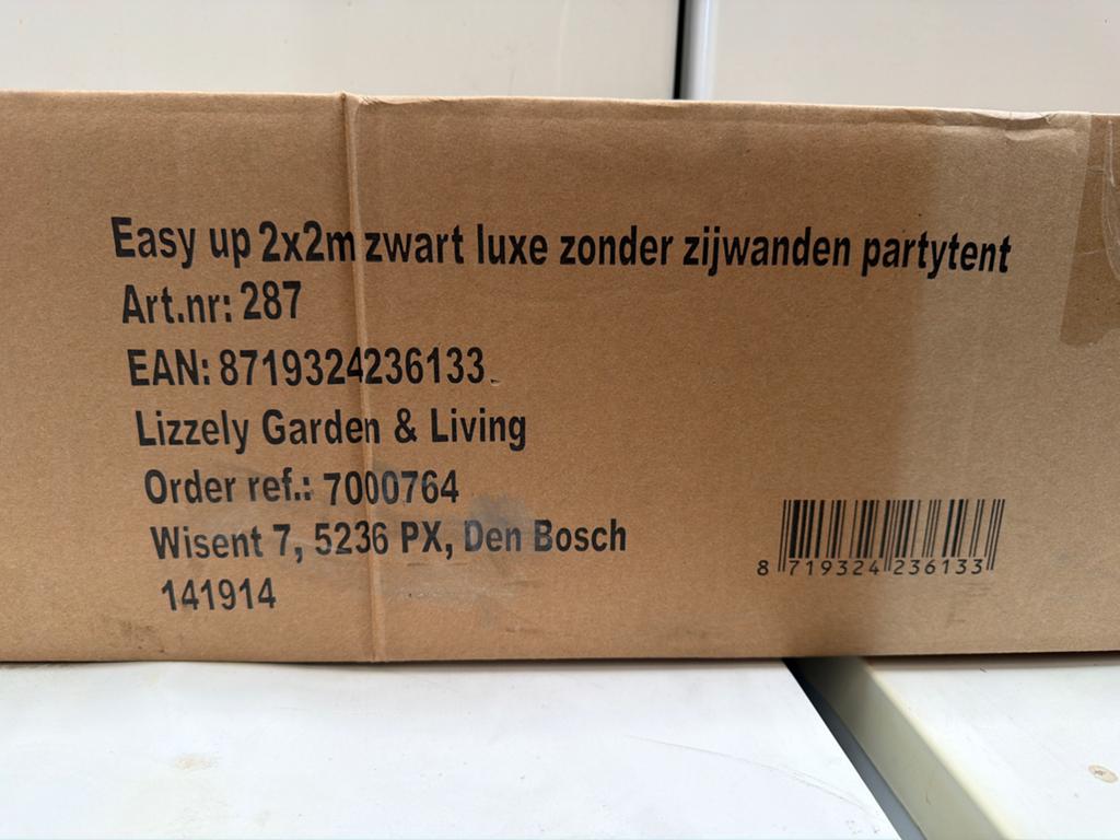 Easy up partytent 2x2m zwart luxe zonder zijwanden, Ophalen, Opvouwbaar, ., Partytent