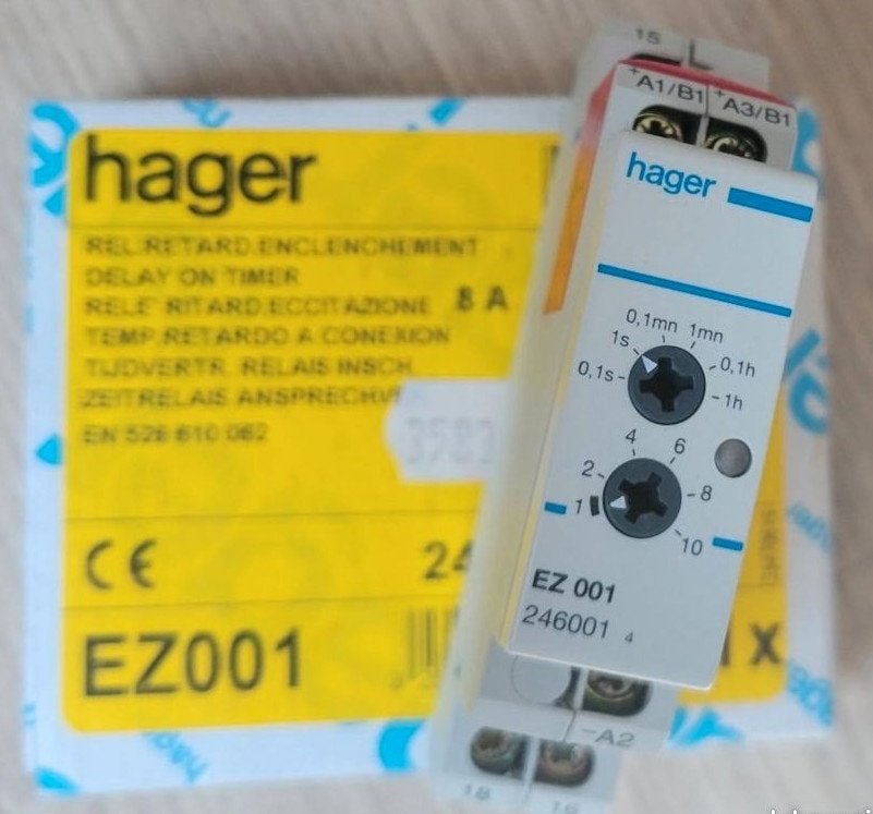 Hager EZ001 tijdrelais opkomvertragend – nieuw in doos, Ophalen of Verzenden, Nieuw, Overige typen