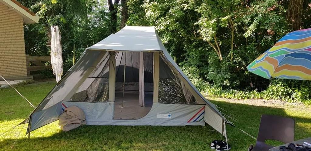 Compacte trekkerstent met vaste kuip en 2 slaapcabines, Caravans en Kamperen, Tenten, Ophalen