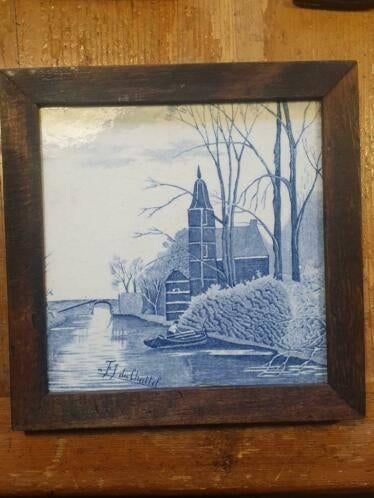 Wand tegel Landschap n FJ du Chattel, Antiek en Kunst, Ophalen