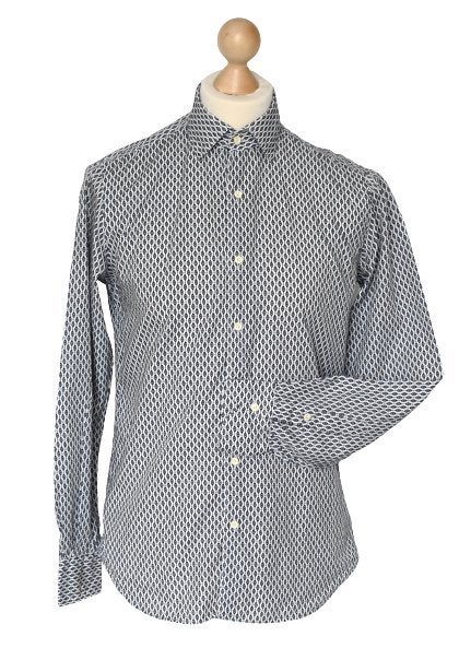 Xacus overhemd, print, blauw/bruin/wit, Mt. 38 / S, Kleding | Heren, Overhemden, Overige kleuren, Halswijdte 38 (S) of kleiner