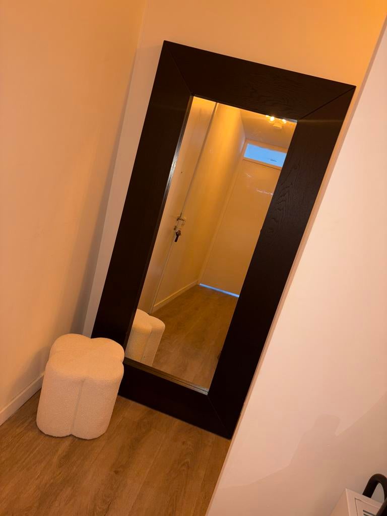 IKEA zwarte spiegel met houtlook 95x190 cm, Gebruikt, Ophalen of Verzenden, 75 tot 100 cm, 150 tot 200 cm
