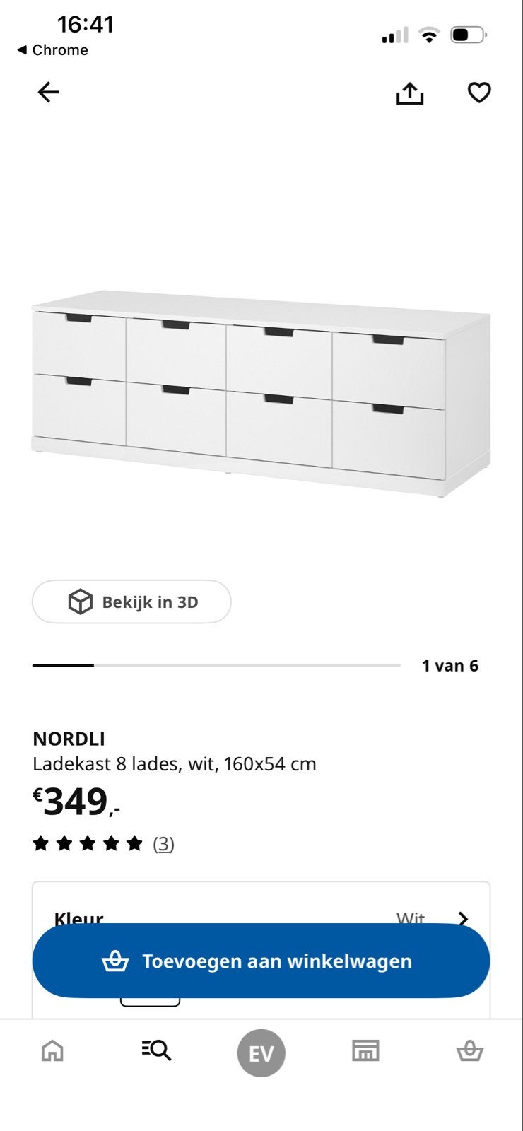 Ikea NORDLI Ladekast - Opknapper met Vochtschade, Ophalen, Gebruikt, 5 laden of meer, 150 tot 200 cm