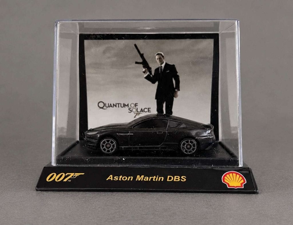 James Bond 007 Aston Martin DB5 – Quantum of Solace – Shell, Ophalen of Verzenden, Zo goed als nieuw, Film, Beeldje, Replica of Model