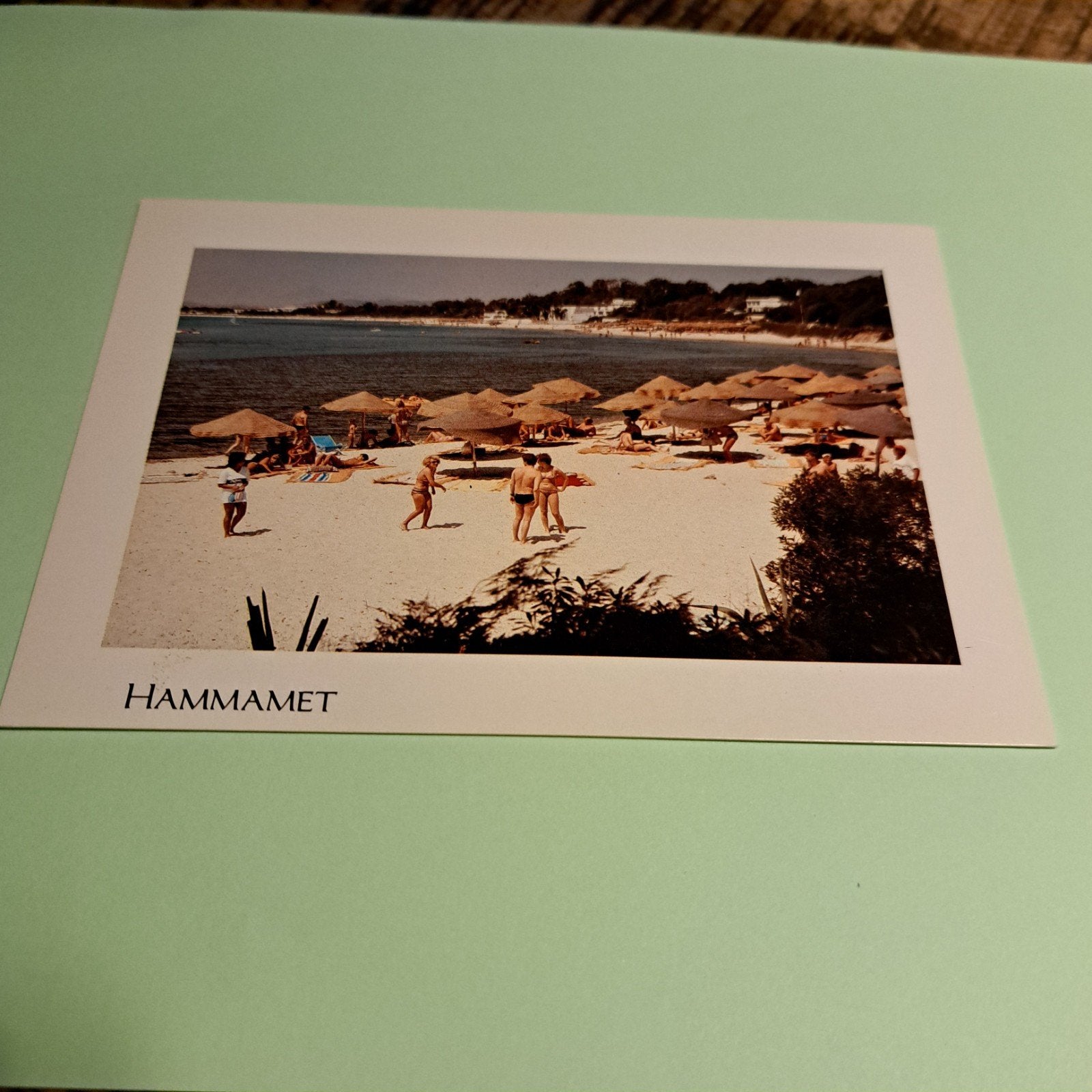 Vintage Ansichtkaart Hammamet, Tunesië - Strandtafereel, Verzamelen, Ansichtkaarten | Buitenland, Ophalen of Verzenden, 1960 tot 1980