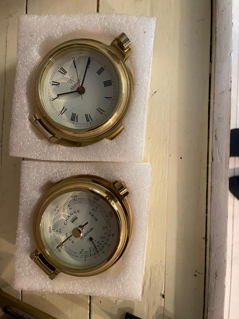 Nieuwe Scheepsklok en Weerstation Set - koperen, Ophalen of Verzenden