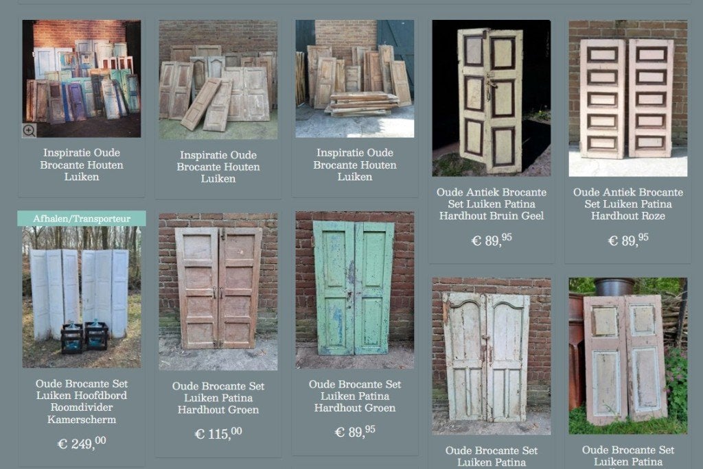 Oude brocante houten luiken India hardhout, Ophalen of Verzenden, N, T, V