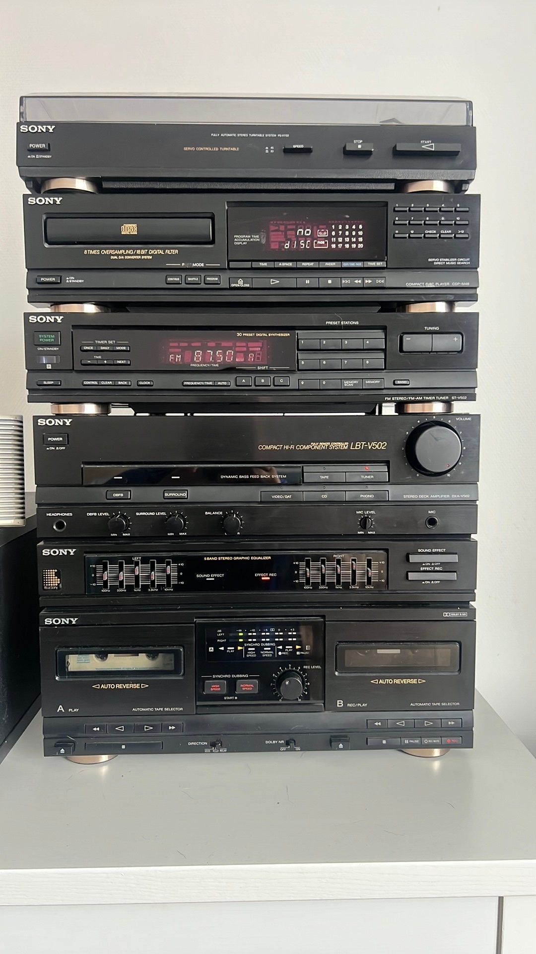 Complete Sony Stereo Set met Bose Acoustimass Speakers, Gebruikt, Cassettedeck, Sony, Losse componenten