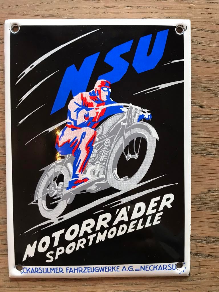 NSU emaille reclamebord, Ophalen of Verzenden, Gebruikt, Reclamebord