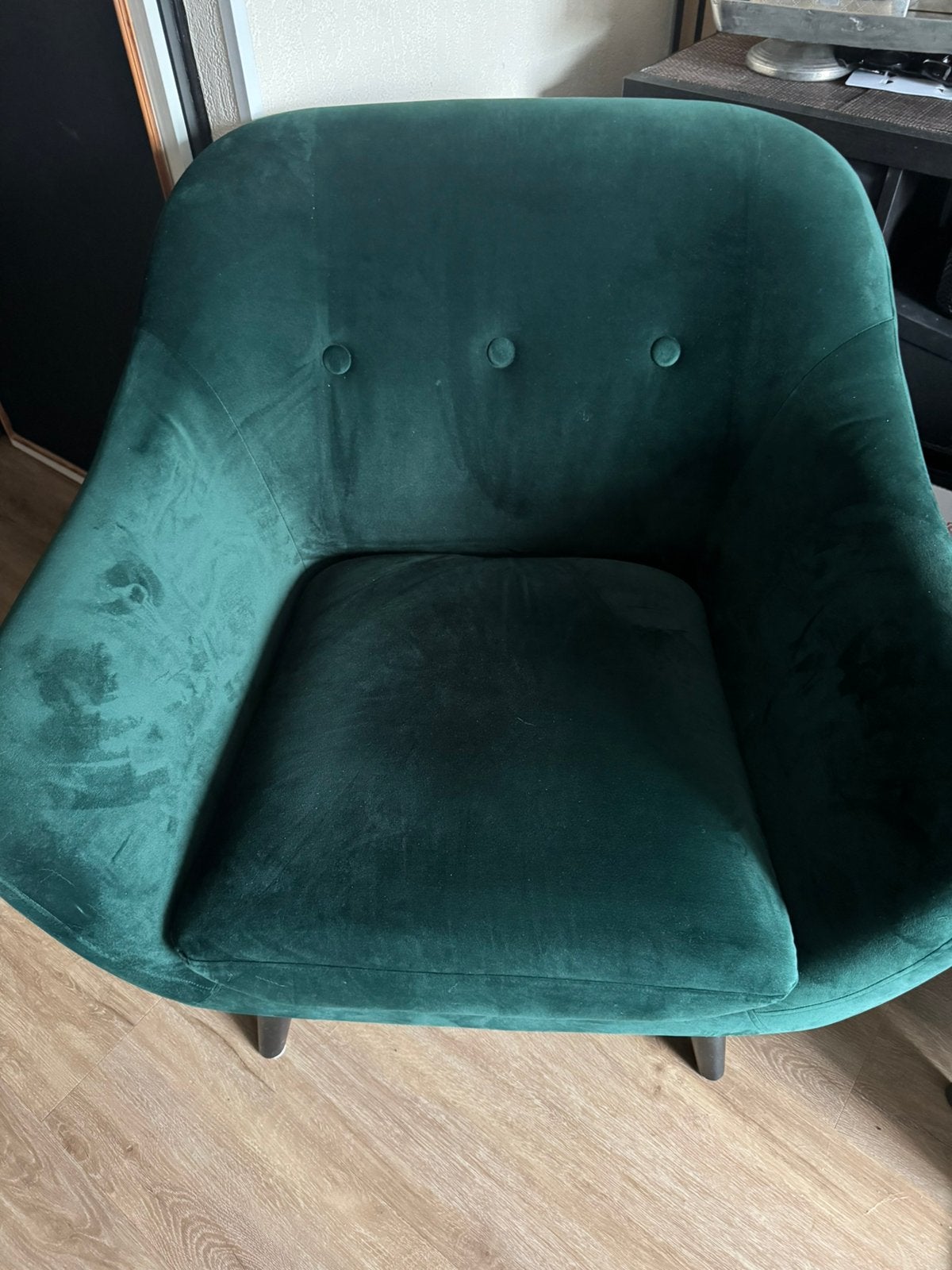 Grote brede groene stoel, Huis en Inrichting, Fauteuils, Ophalen of Verzenden, Zo goed als nieuw, 50 tot 75 cm