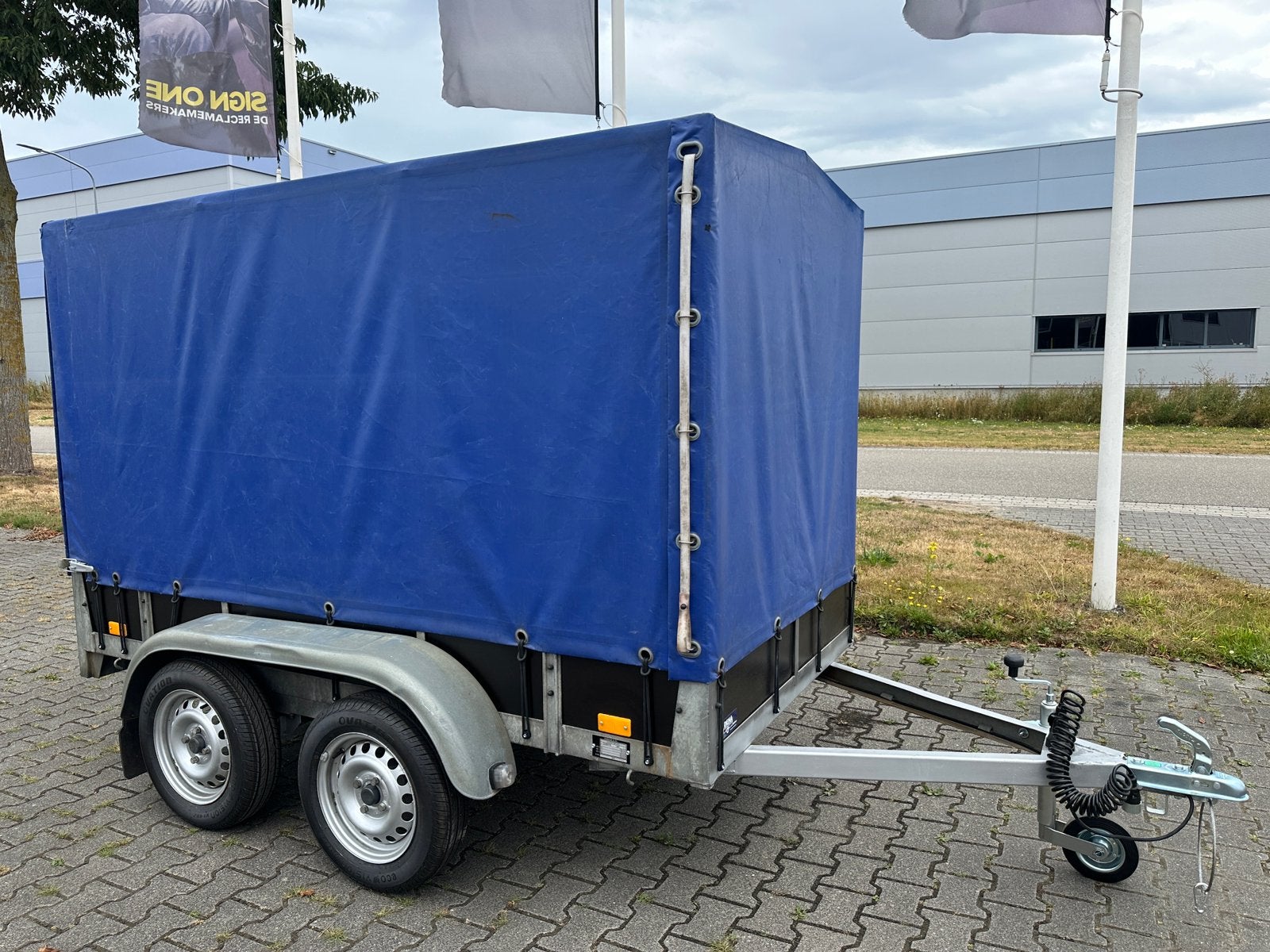 Aanhangwagen dubbelas tandem met huif, Auto diversen, Aanhangers en Bagagewagens, Ophalen, Zo goed als nieuw