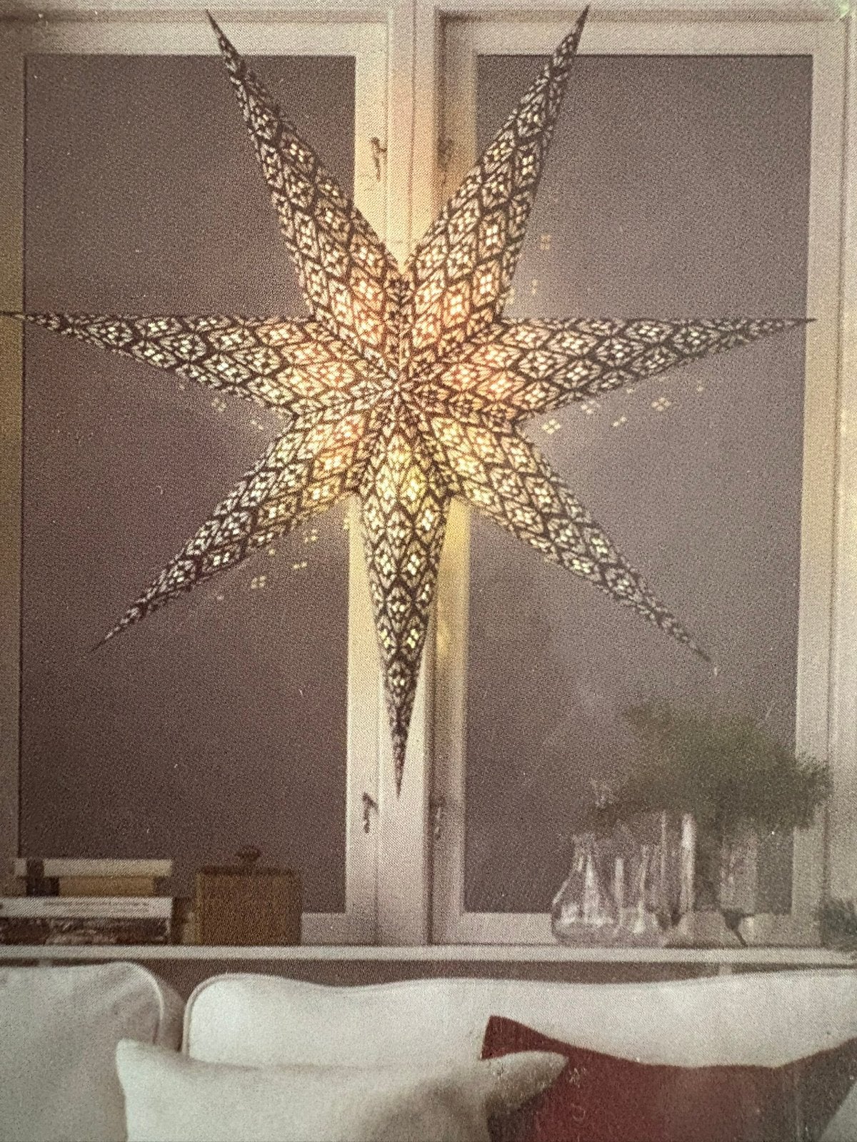 Grote kerstster met lamp 1 meter zwart/wit, Ophalen of Verzenden, Gebruikt