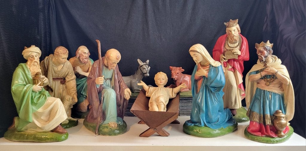 Grote antieke Kerstgroep afkomstig uit een kerk., Diversen, Ophalen, Gebruikt