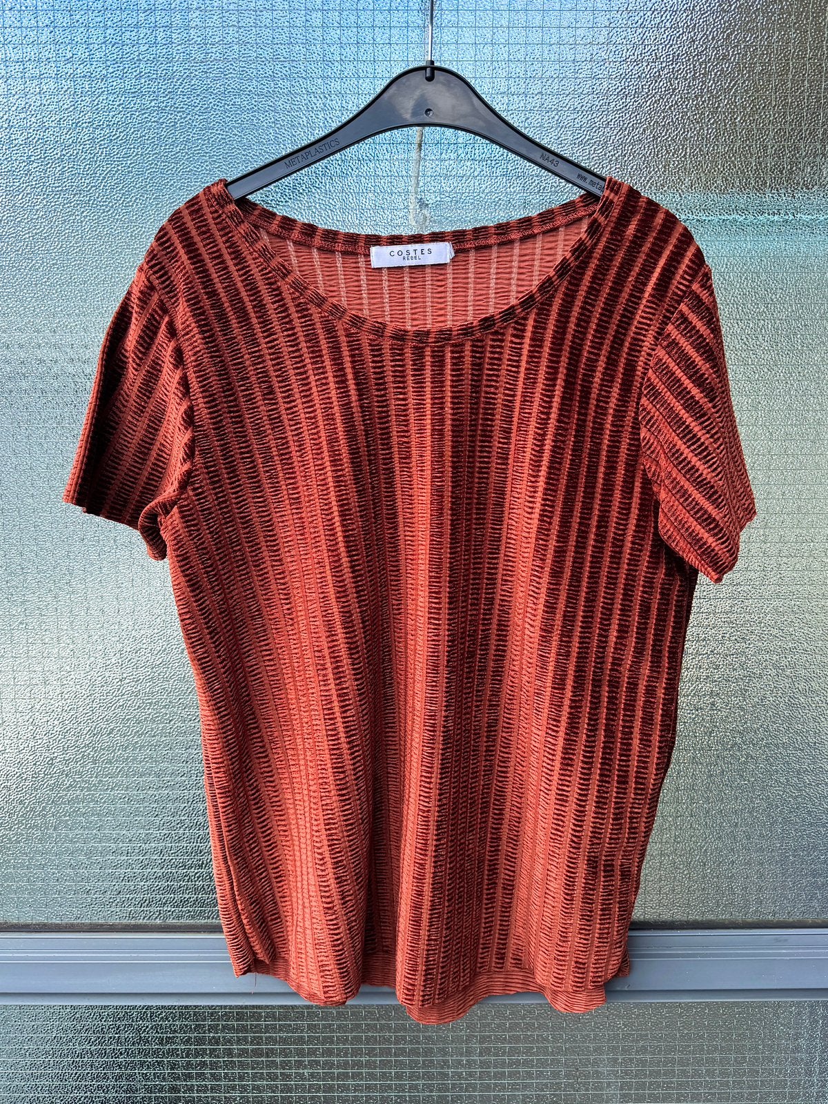 Costes Rebel velvet T-shirt roestbruin maat L/XL, Bruin, Maat 42/44 (L), Ophalen of Verzenden, Zo goed als nieuw