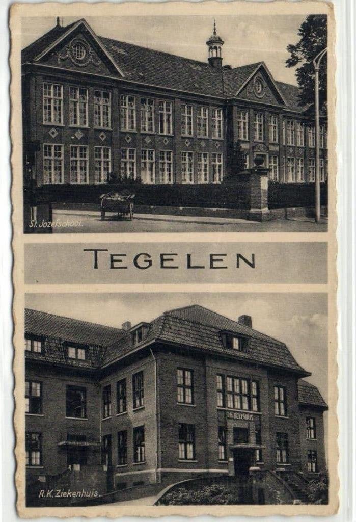 x20019 tegelen st jozefschool ziekenhuis foka, Verzamelen, Ansichtkaarten | Nederland, Verzenden, Voor 1920, Noord-Brabant