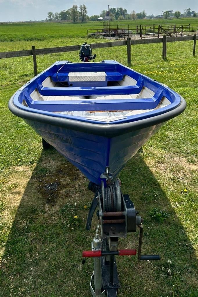 Open boot met motor en trailer, Watersport en Boten, Speedboten, Ophalen, Gebruikt, Minder dan 70 pk, Buitenboordmotor