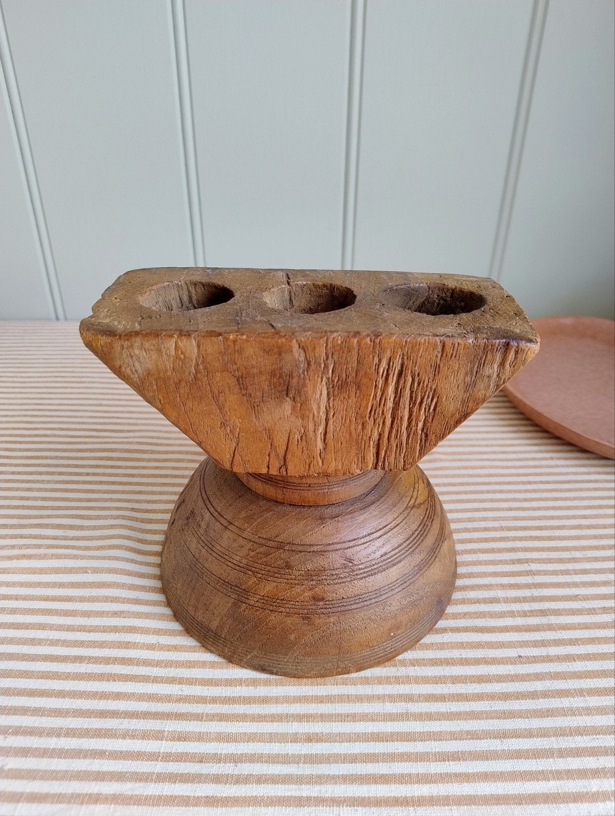 Prachtig! Vintage graan verdeler India hout kandelaar, Huis en Inrichting, Woonaccessoires | Kandelaars en Kaarsen, Ophalen of Verzenden