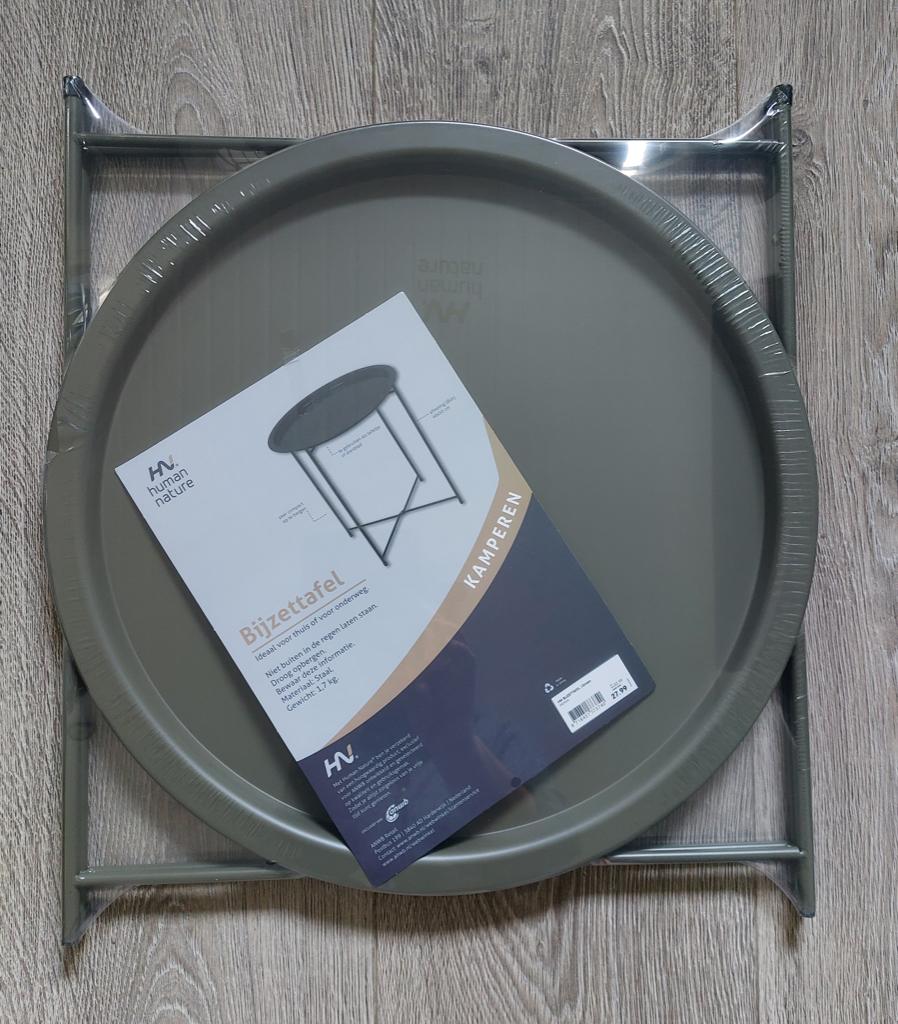 NIEUW: bijzettafel voor thuis of onderweg. ANWB. Opklapbaar, 45 tot 60 cm, Minder dan 55 cm, Metaal of Aluminium, Rond