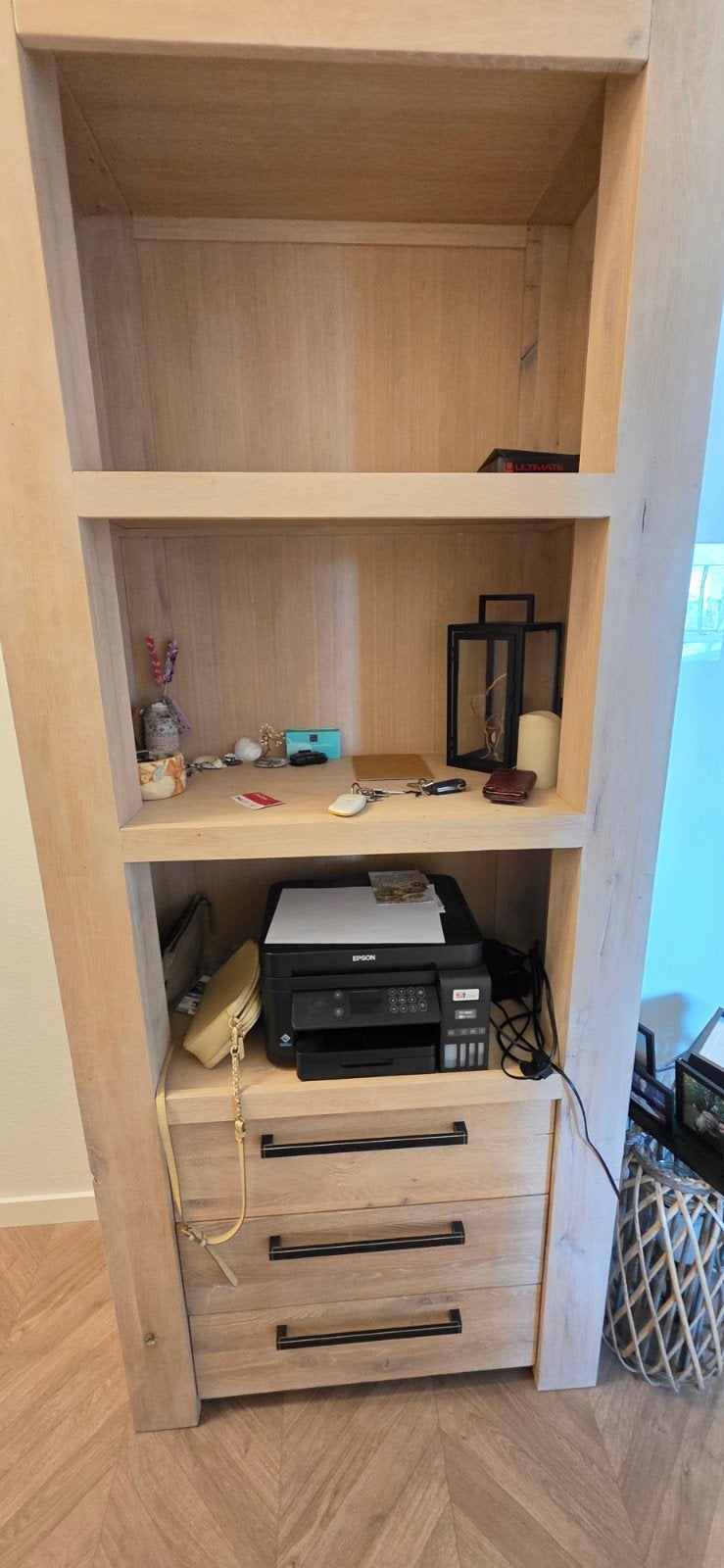 Mooie robuuste, zware, eikenhouten kast White oil, Ophalen, Met plank(en), 200 cm of meer, Eikenhout