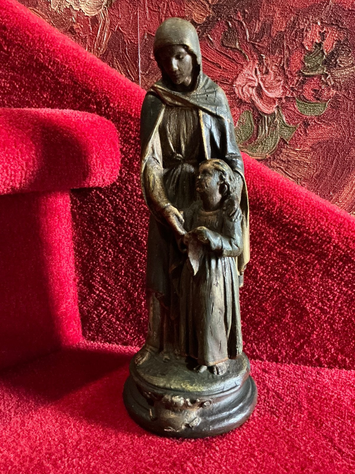 Antiek heiligenbeeld ❤️ St. Anna met Maria, Ophalen of Verzenden