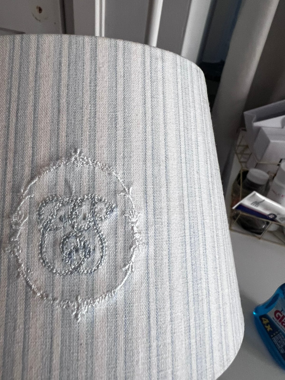 Theophile & Patachou 2x lampenkap blauw, Ophalen, Zo goed als nieuw