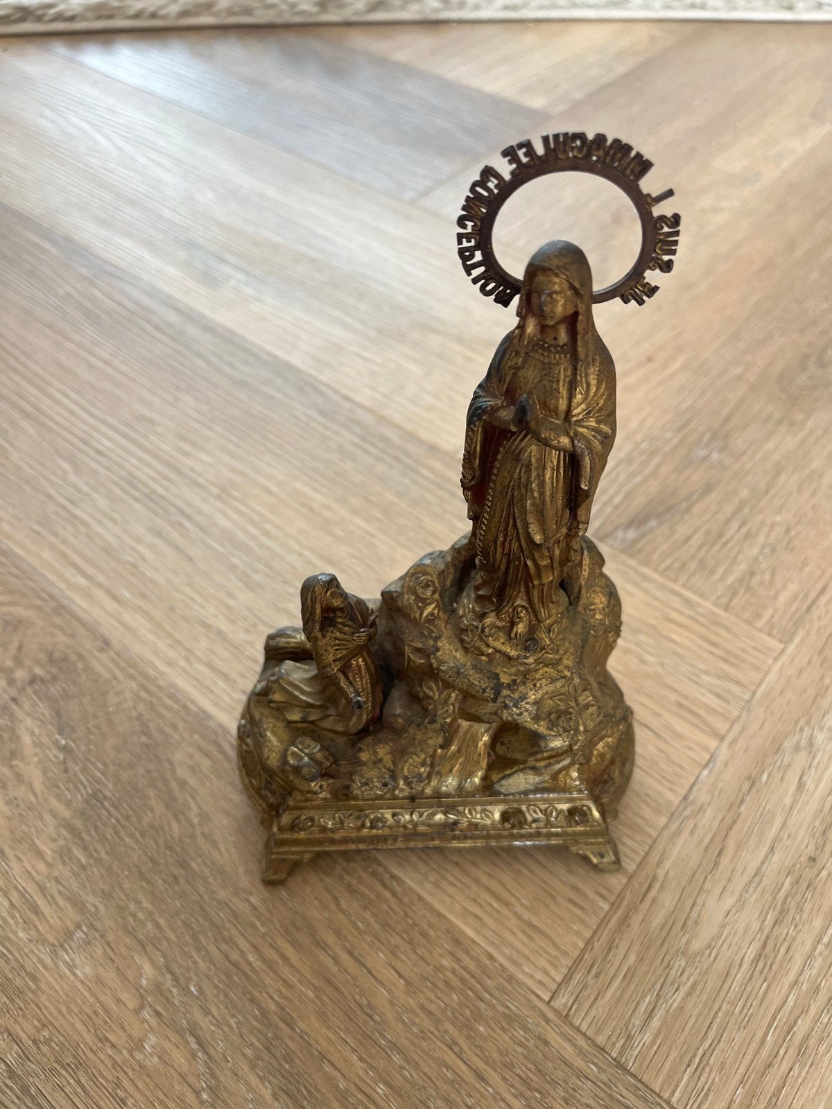 Antiek Lourdes Beeldje met Muziekdoosje - Ave Maria, Antiek en Kunst, Antiek | Religie, Ophalen of Verzenden