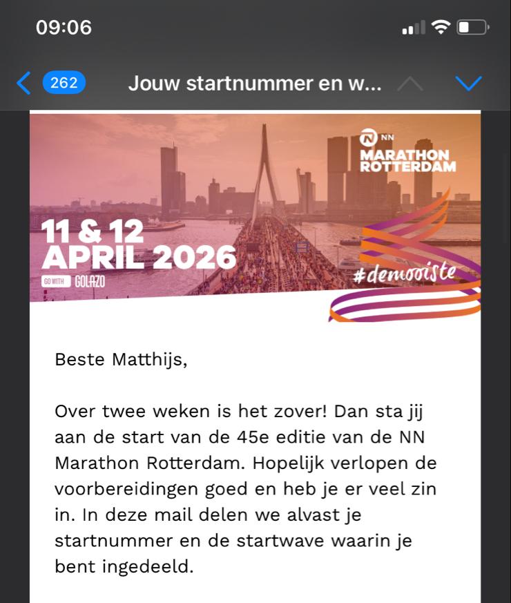 Marathon ticket Rotterdam - startvak A, Tickets en Kaartjes, Eén persoon