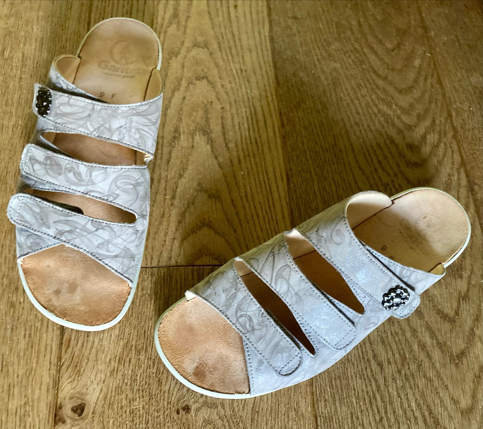 Ganter sandalen maat 9F (43) met klittenbandsluiting, Zo goed als nieuw, Grijs, Sandalen of Muiltjes, Ophalen of Verzenden