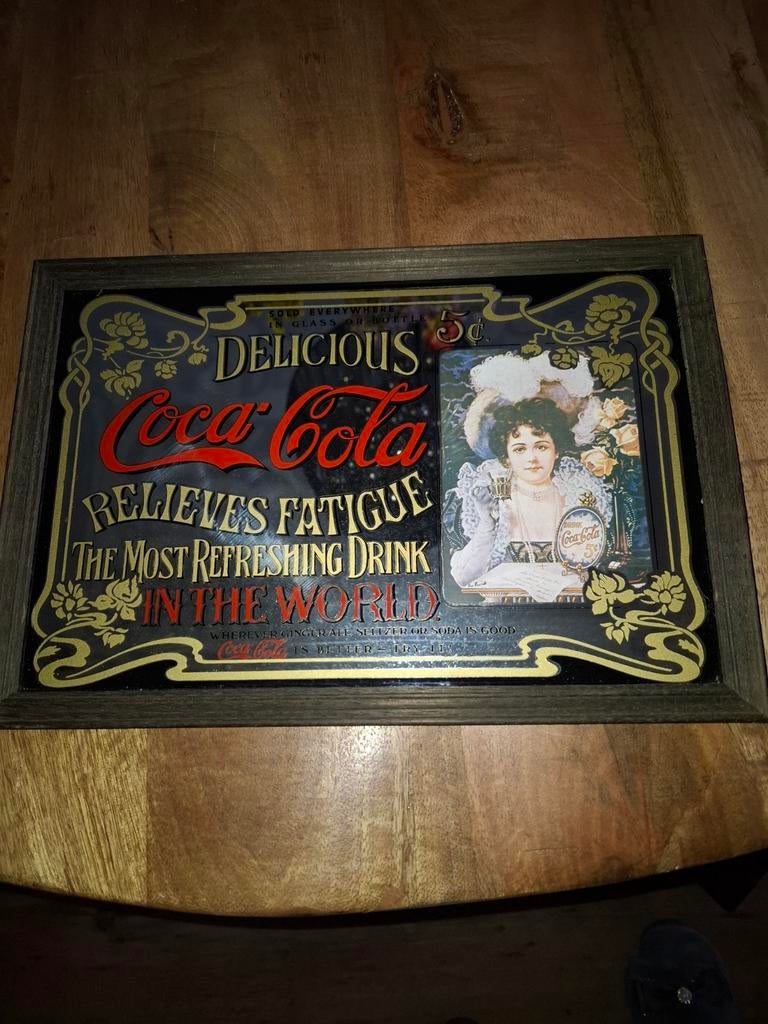 Ouderwetse Coca Cola Spiegel - Zeer Goede Staat, Ophalen, Rechthoekig, Minder dan 50 cm, Minder dan 100 cm