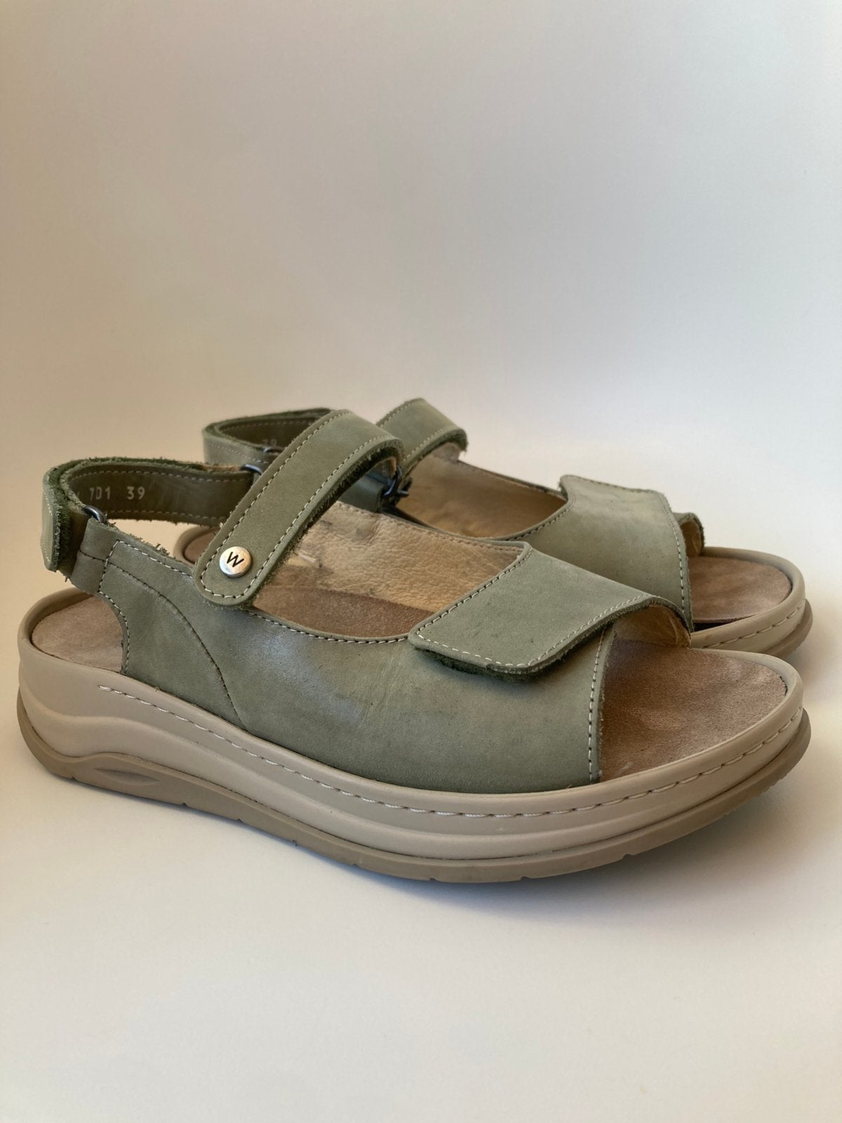 Wolky Adura Fantastic Leather 39, Zo goed als nieuw, Groen, Sandalen of Muiltjes, Ophalen of Verzenden