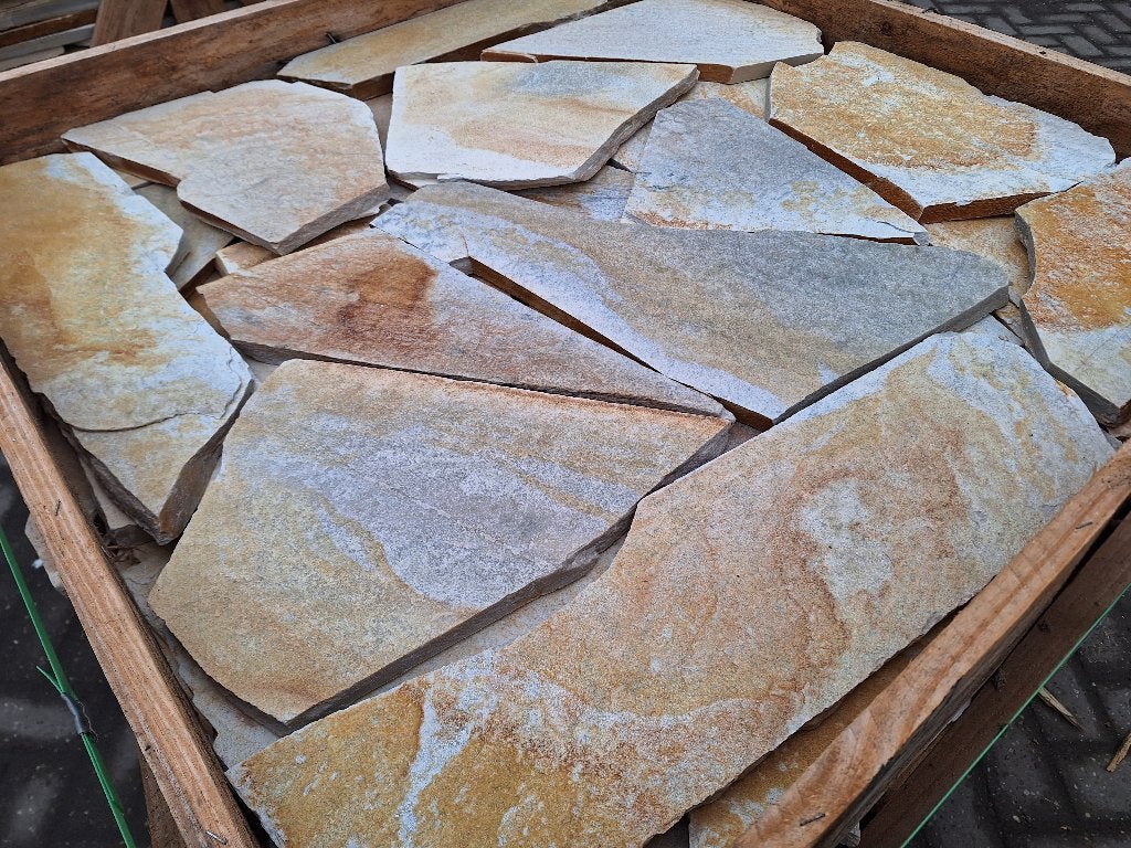 flagstones mediterrane Yellow Rio Sunrise € 31,95 p/m2, Ophalen of Verzenden, Nieuw, Natuursteen, Terrastegels