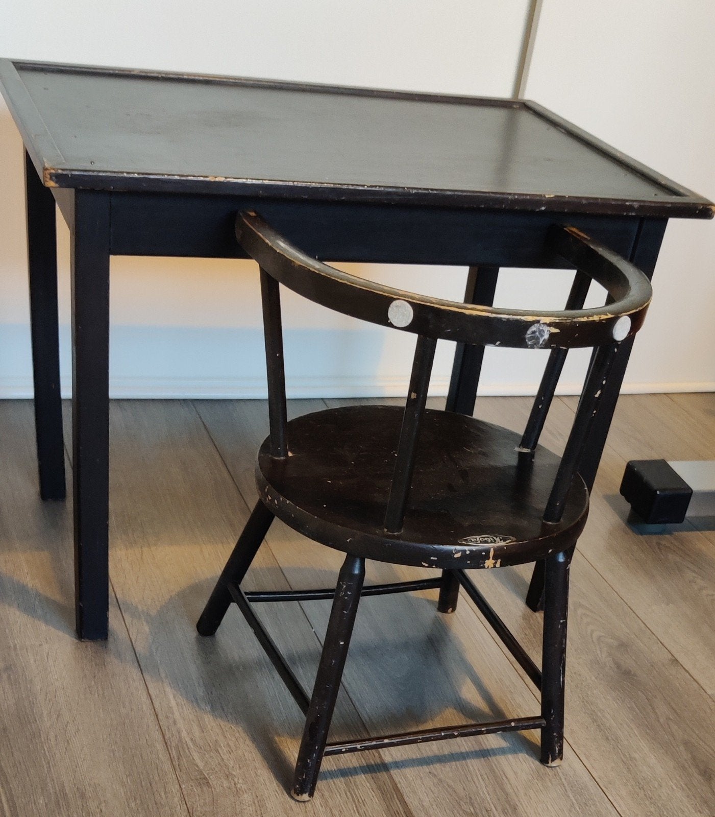 Vintage Kibofa kinderbureau met stoel - zwart, Ophalen, Gebruikt, Tafel(s) en Stoel(en)