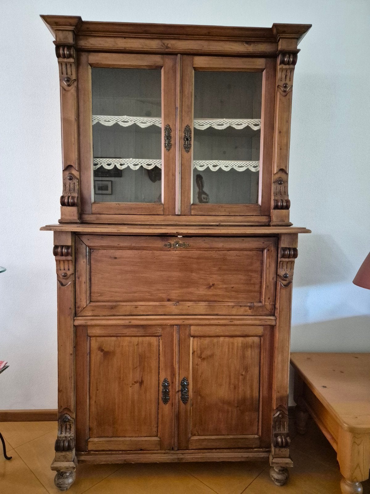 Antieke grenen secretaire uit Duitsland ca. 1860, Antiek en Kunst, Antiek | Meubels | Kasten, Ophalen