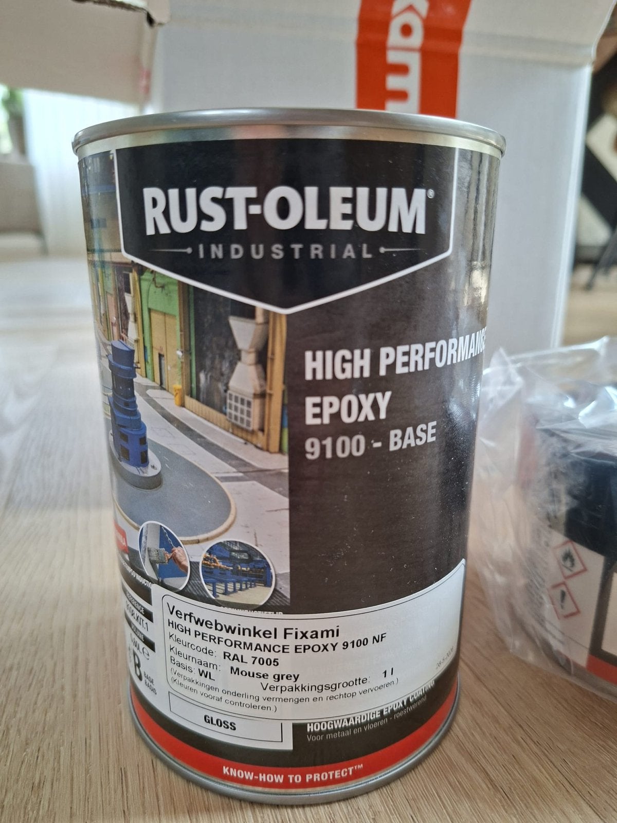 Rust-Oleum High Performance Epoxy 9100 RAL 7005 1L, Doe-het-zelf en Verbouw, Verf, Beits en Lak, Nieuw, Ophalen of Verzenden, Verf