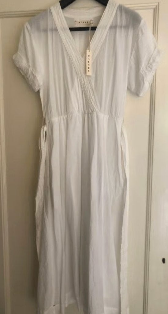 NIEUWE luchtige witte jurk Xirena katoen mt S/XS, Wit, Nieuw, Maat 34 (XS) of kleiner, Onder de knie