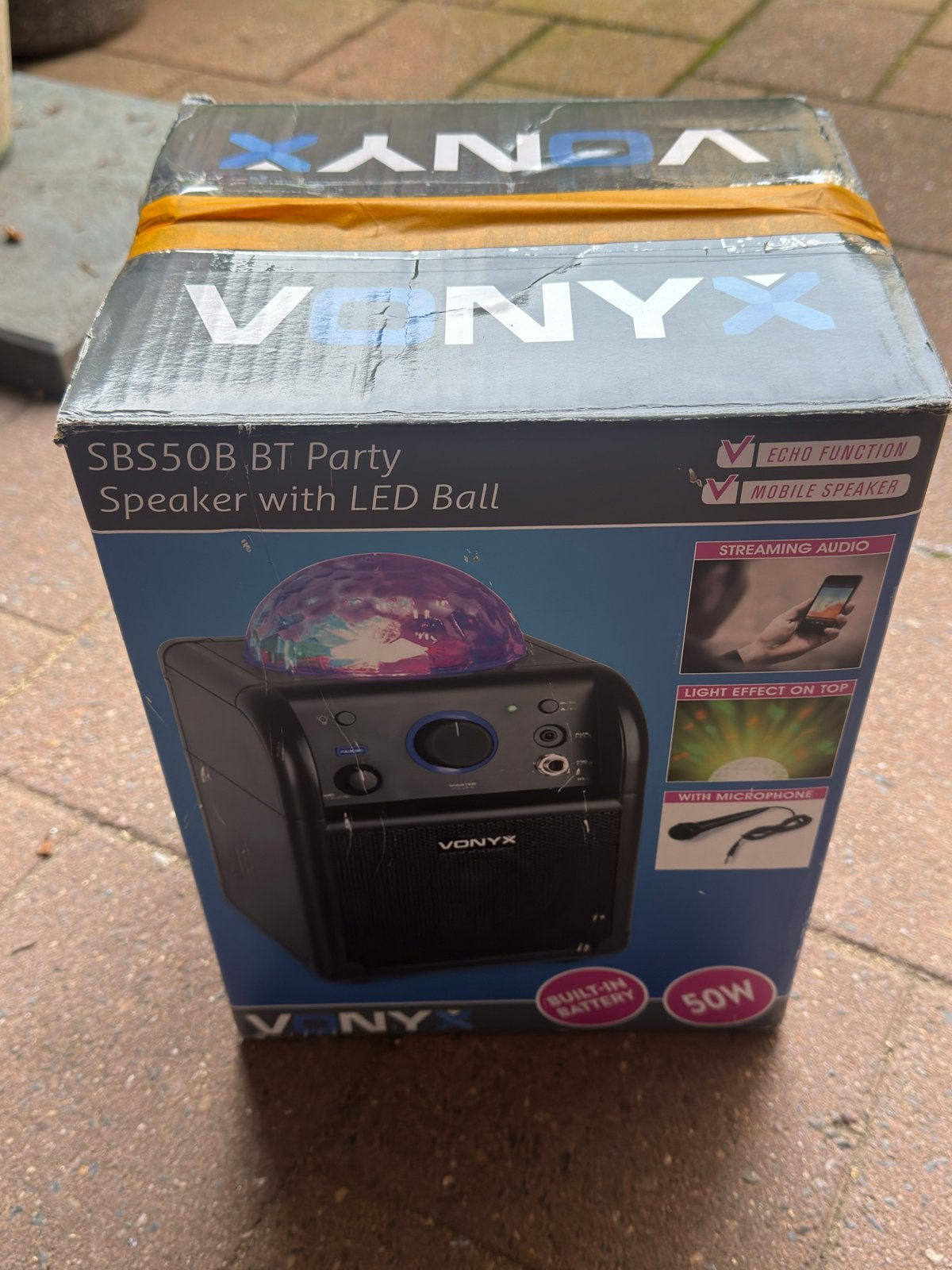 Vonyx SBS50B BT Party Speaker met LED Ball - Microfoon defec, Party speaker, Niet werkend, Bluetooth, Ophalen