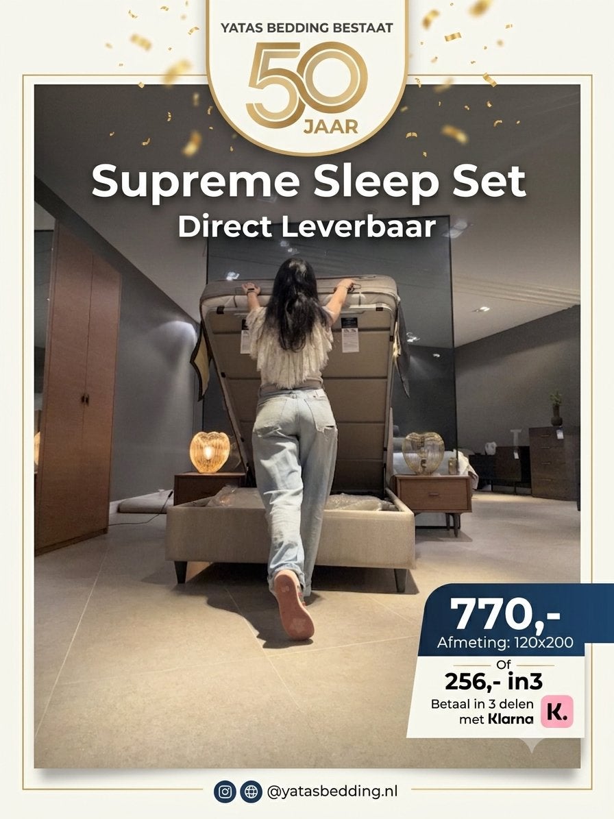 Yatas Bedding Supreme Sleep Set - Direct Leverbaar, Ophalen, Verstelbaar, Beige, Nieuw