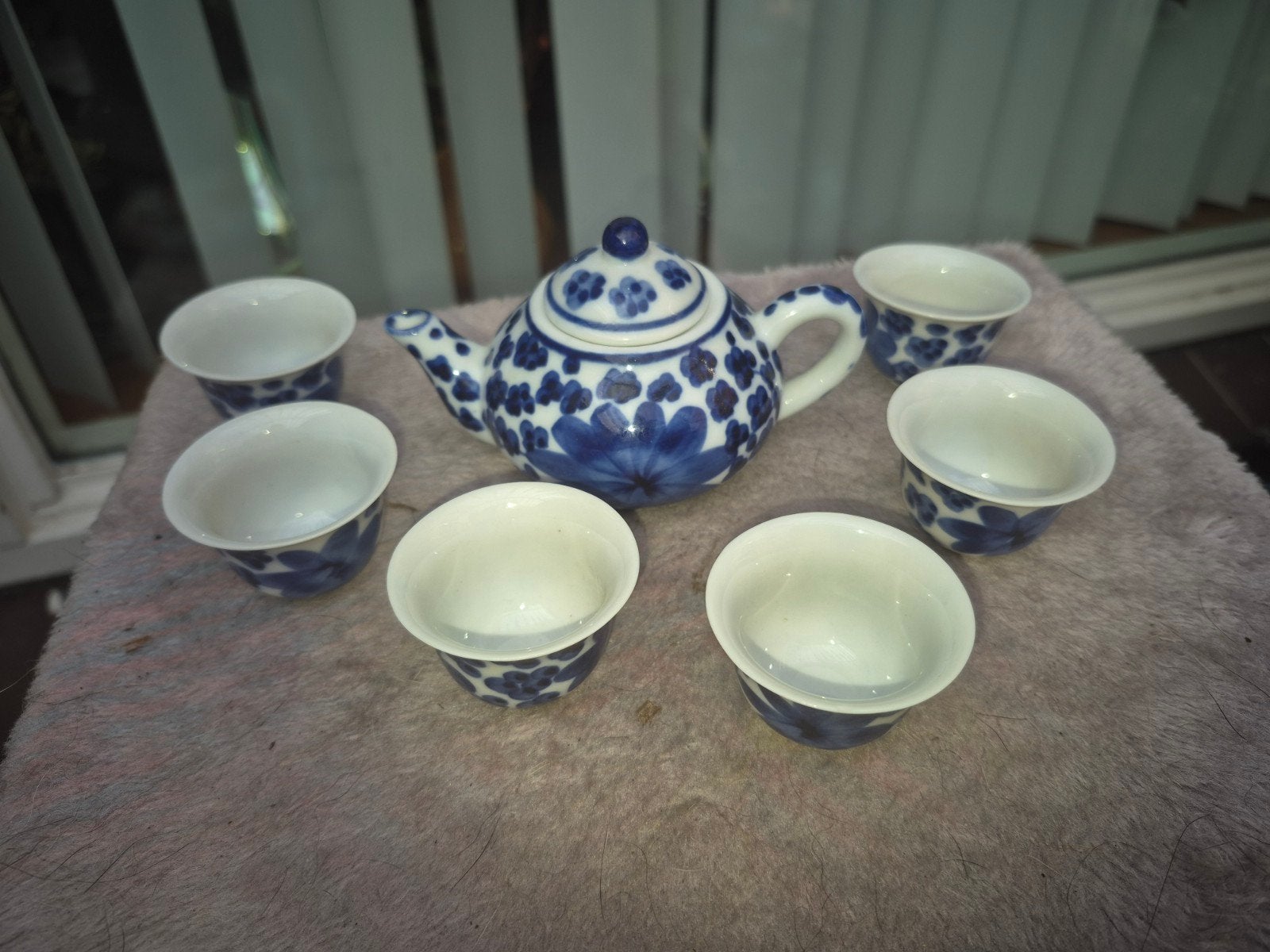 Chinees Blauw-Wit Porseleinen Mini Theeservies met Bloemmoti, Ophalen of Verzenden