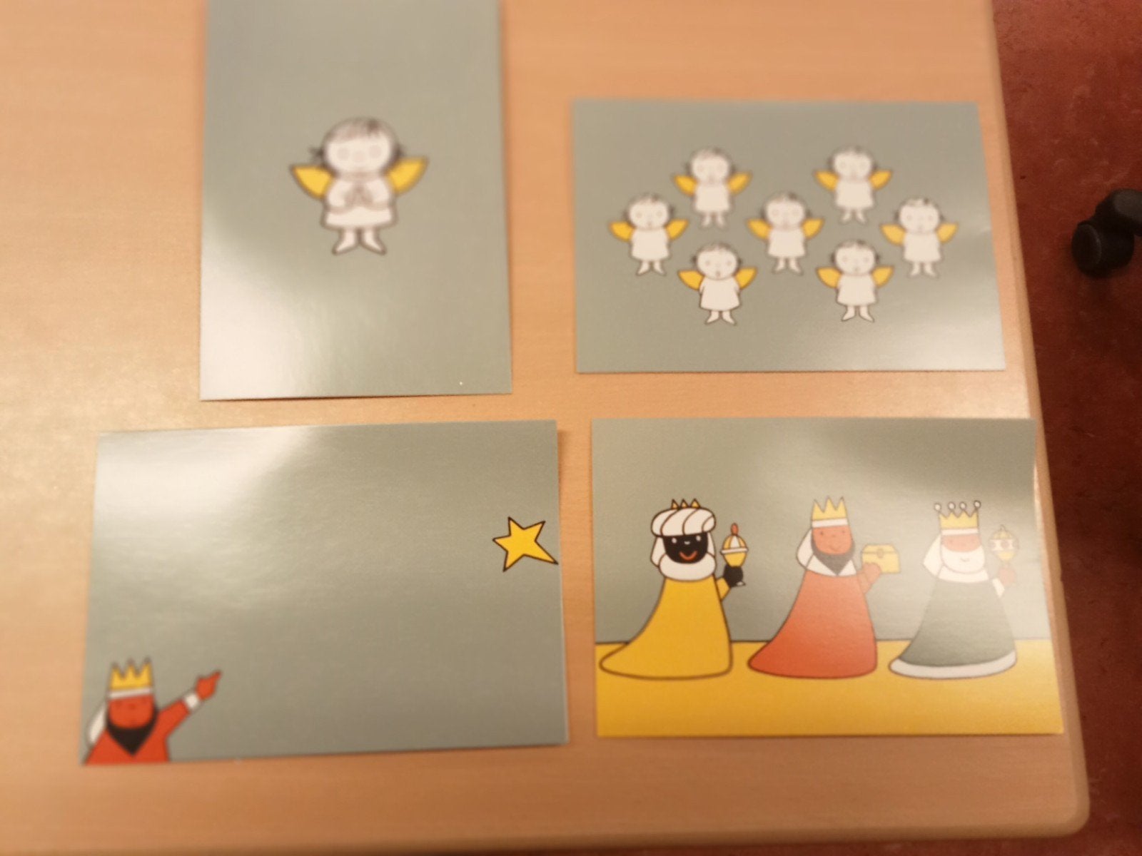 Kerstkaarten Driekoningen en Engeltjes - Set van 4, Verzamelen, Ophalen of Verzenden, 1980 tot heden, Ongelopen