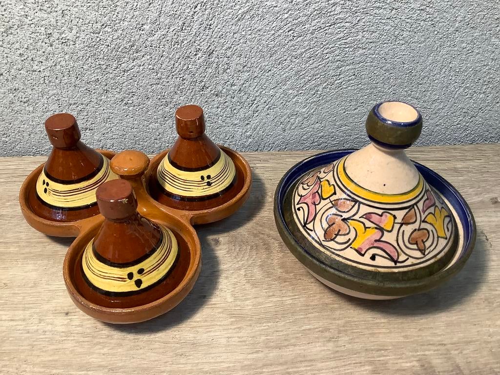 Kleine tajine schalen, Ophalen of Verzenden, Gebruikt, Rond, Steen of Aardewerk