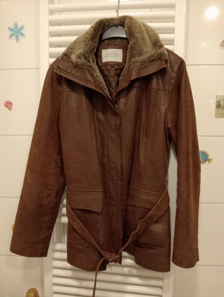 Leren jas van Authentic, Bruin, Maat 42/44 (L), Ophalen of Verzenden, Zo goed als nieuw